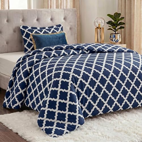 Utopia Bedding Printed Goose Down Alternative Comforter Set With 2 Pillow Shams Twin Navy2