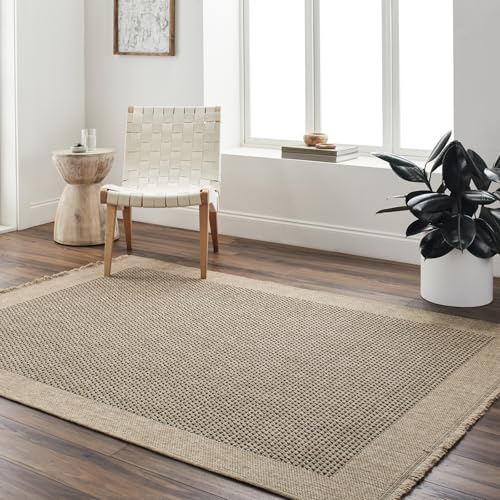 Livabliss Cairns Indoor Outdoor Rug - Large Boho Rugs for Living Room 160x213 cm Dining, Kitchen Carpet, Patterned Neutral & Coloured Rugs, Waterproof, Stain Durable - Beige and Black