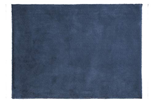 Eurofirany Decorative Rug Doormat Runner Bath Mat Living Room Bedroom Kitchen Rectangular Faux Fur Soft, Navy Blue, 60 cm x 90 cm