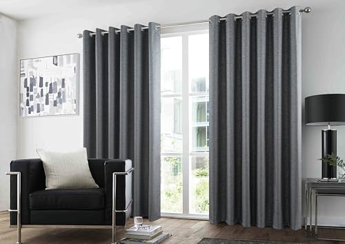 GC GAVENO CAVAILIA Pair of Glitter Curtains for Bedroom - Thermal-Insulated Door Panel Drapes Window Curtains - Room-Darkening, Light-Blocking, Noise-Reducing Eyelet Curtains, 66×90 Inch, Charcoal