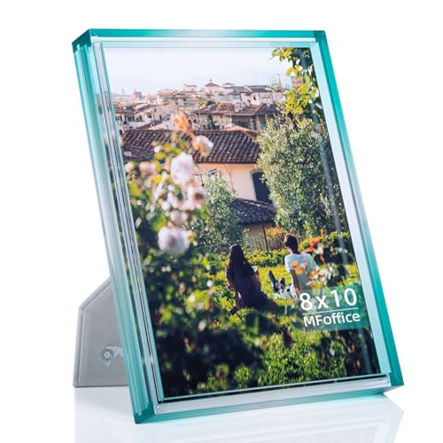 Gradient 8x10 Acrylic Picture Frame - Fits 5x7 with Mat or 8x10 without Mat, with Tabletop Stand & Wall Mount for Home Office Decor, Green, 1Pack