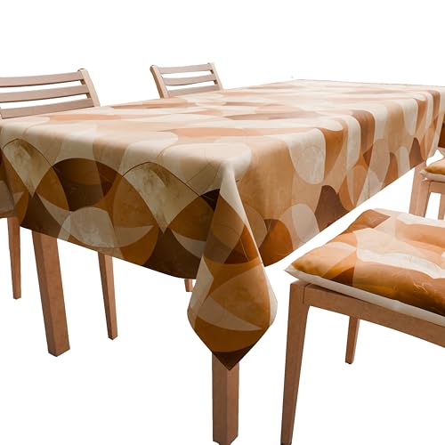PETTI Artigiani Italiani - Table Cloth, Kitchen Tablecloth in Stain Resistant Microfibre, Beige Circle Design, 140 x 300 cm (140 x 300 cm) 100% Made in Italy