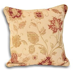 "Riva Paoletti Zurich Feather Filled Cushion Cream-Decorative Floral Jacquard Design-Piped Edges-Reversible-100 Case (18"" x 18"" inches) -Designed in The UK, Polyester, Champagne, 45 x 45cm"