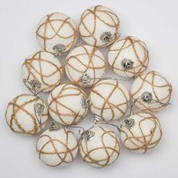 SHATCHI 12 x Christmas Tree Hanging Baubles Soft Foam Glittered Decorated Shatterproof Pendant Ornaments Xmas Tree Table Decorations