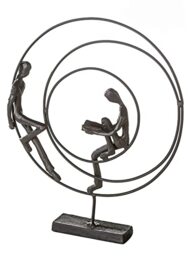 Casablanca Sculpture, Design Figurine Circles, Height: 23 cm, Burnished Iron