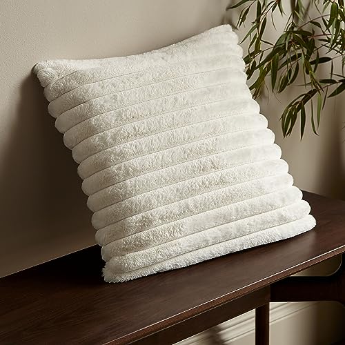 Catherine Lansfield Cosy Ribbed Faux Fur 45x45cm Cushion Cream