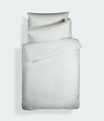 Bianca Plain Dyed White 90cm 100% Cotton Percale Duvet Cover Set, White