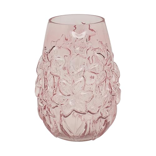 Lesser & Pavey Pink Floral Glass Vase Large Florenze Glass Flower Vase for Home & Office - Vases for Flowers & Home Decor - Ideal Vases Centerpiece for Living Room and Fresh & Artificial Flower