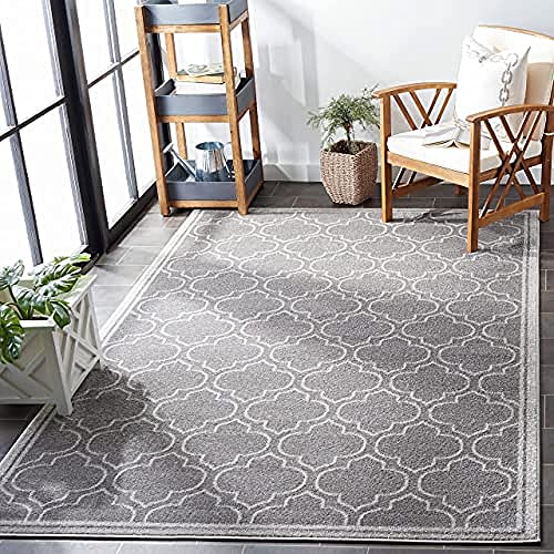 Safavieh La Salis Indoor/Outdoor Rug, Woven Polypropylene Carpet in Grey / Light Grey, 243 X 304 cm