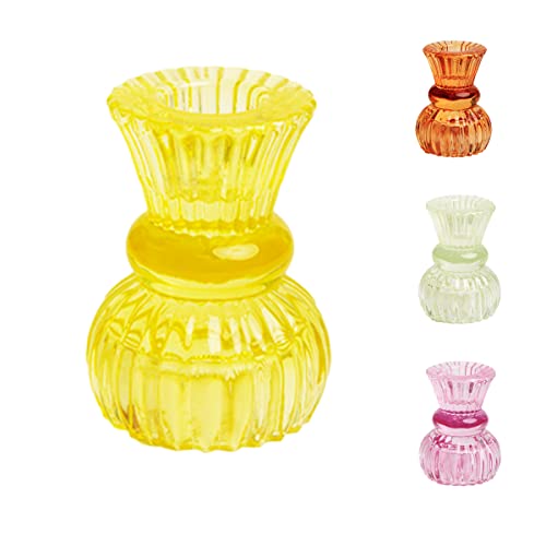 Talking Tables Small Yellow Glass Candle Holder for Candlesticks or Tea Lights - Decorative Easter Table Decorations Dining, Christmas, Summer Home Decor, Wedding