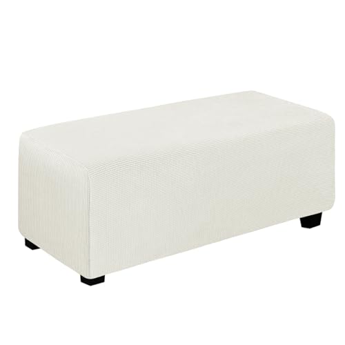 Easy-Going Stretch X-Large Rectangle Ottoman Cover Cream - Folding Storage Footstool Furniture Protector Soft slipcover with Elastic Bottom