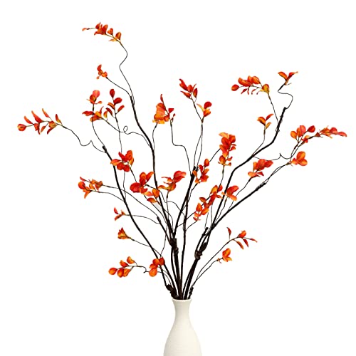 grtefhu 3Pcs Faux Fall Plant Stems and Branches for Vase，Artificial Tree Branches and Twigs for Decoration （Orange）