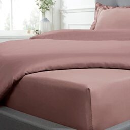 "Sleepdown Fitted Sheet 100% Cotton Sateen Soft Cosy 16"" 40cm Extra Deep 300 Thread Count Luxury Bedding Bedsheet Bed Linen - Blush Pink - Super King, 5056242825975"