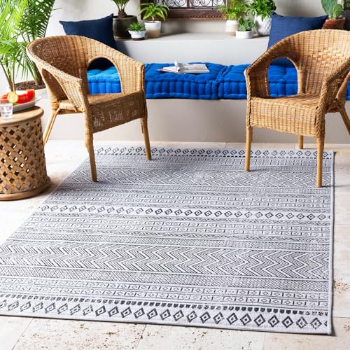 Livabliss Mimi Prague Indoor Outdoor Carpet 160x230 cm – Boho Style for Living Room, Dining & Kitchen, Waterproof, Stain Durable, Patterned Design, Black & White