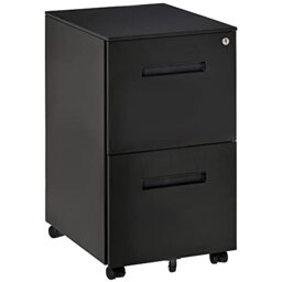 Vinsetto Metal Mobile File Cabinet Lockable 2 Drawer 39 x 48 x 67cm Black