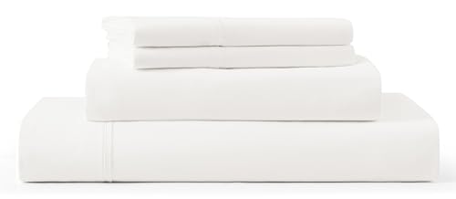 UGG Hedi Full XL Sheet Set 4-Piece Luxury Cooling Sheets Deep Pockets Premium Bedding with 2 Pillow Shams Hypoallergenic Machine Washable Soft Lightweight Bed Set for Bedroom, Full XL, White