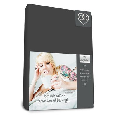 Bed-Fashion Fitted Sheet, Jersey, Anthracite, Single, 100 x 200 cm