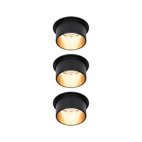 Paulmann 93379 LED recessed luminaire Gil 3-Step-Dim Round incl. 3 x 6 Watt dimmable Black matt Gold recessed Spotlight Aluminium spot 2700 K Coin