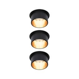 Paulmann 93379 LED recessed luminaire Gil 3-Step-Dim Round incl. 3 x 6 Watt dimmable Black matt Gold recessed Spotlight Aluminium spot 2700 K Coin