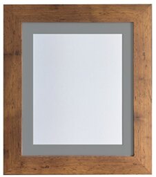 FRAMES BY POST London Picture Photo Frame, Vintage Wood with Dark Grey Mount, 50 x 70 cm Image Size 24 x 16 Inches