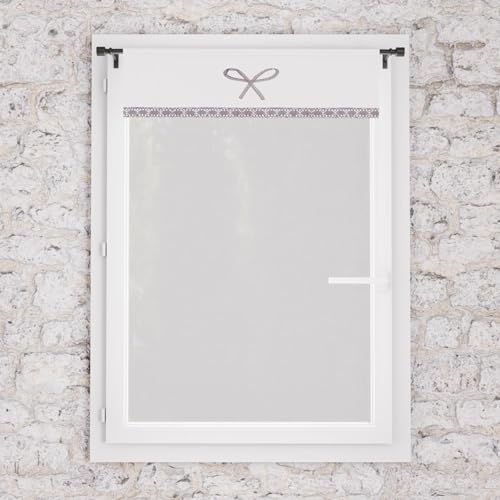 Soleil d'ocre, Emilie Embroidered Cotton Half Curtain 60 x 90 cm White