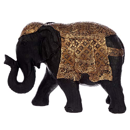 Puckator ELE25 Brushed Black and Gold Small Thai Elephant Figurine