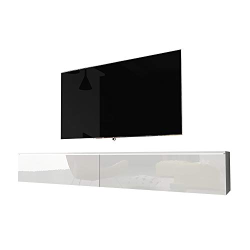SELSEY KANE - Floating TV Stand/Living Room TV Cabinet/LED / 180 cm/White