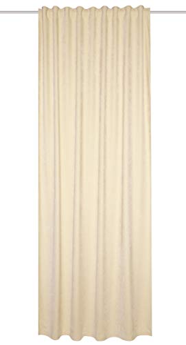 Home Basics Thermochenille Wolly 085425-0201 Thermal Curtain with Combination Band Cream 265 x 135 cm