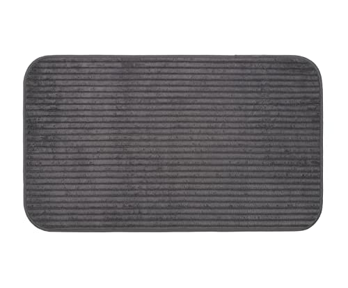 Gözze - Non-Slip Soft Bath Mat, 100% Polyester, 60 x 100 cm - Anthracite
