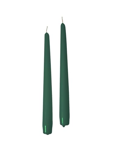 Cereria Di Giorgio - Pack of 6 Lacquered Conical Candles - Dark Green - Diameter 2.2 cm Height 25 cm - Burning Time 7 Hours - Standard for Candelabra