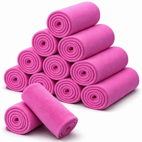Newwiee 12 Pcs Fleece Throw Blankets Bulk 50 x 60 in Outdoor Wedding Guest Gifts Soft Lightweight Sleepover Party Lap Blankets Pet Sofa Couch Home Office Donation Homeless (Rose)