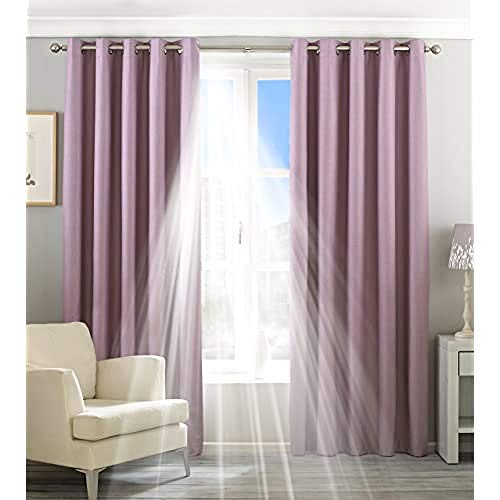 "Riva Home Guaranteed Blackout Thermal Eclipse Eyelet Curtains, Purple, 90"" x 90"" (229 x 229 cm)"