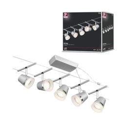 Paulmann 94459 CorDuo Cable System – Basic Lighting Set Cone DC, Max 5 x 10 Watt Extendable Wire Cable Matt Chrome Plastic GU5.3 Wire Cable System Without Bulbs