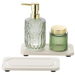 "2Pack Diatomite Stone Sink Tray, Water Absorbing Faucet Mat for Kitchen & Bathroom Counter, Quick Dry Decorative Soap Dish Makeup Vanity Caddy,Dispenser Sponge Holder Organizer, Beige-8""x 3.8"""
