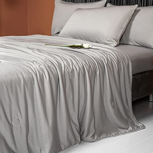 "LLanCL Cooling Blankets for Hot Sleepers - Cool Like Ice Cream Blanket for Summer, Lightweight Double-Sided Cooling Comforter Quilt (Queen Size 79"" x 91"" Grey)"