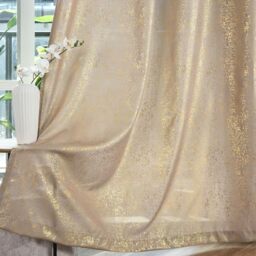 TERLYTEX Gold Curtains - 95 Inch Metallic Sparkle Shimmer Panels for Living Room, Grommet Privacy Glitter Semi-Shimmer, 52 x 95 Inch, Gold Taupe