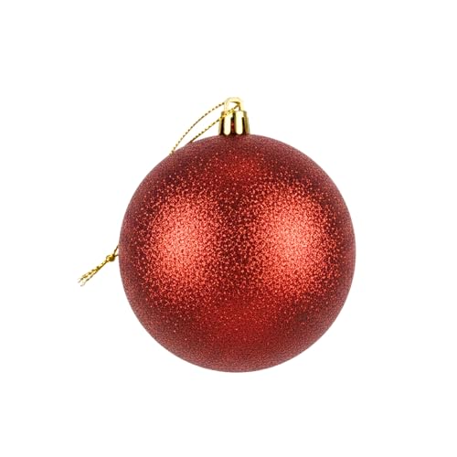 25cm Large Dark Red Bauble PVC Shatterproof Glitter Finish Christmas Balls Ornament - Festive Xmas Tree Hanging Decorations, Round Ornament for Holiday Home Decor