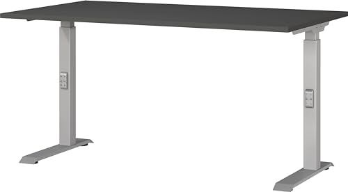 Germania Desk 7904-640, in graphite/silver, me. height-adjustable, 140 x 91 x 80 cm (WxHxD)