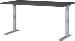 Germania Desk 7904-640, in graphite/silver, me. height-adjustable, 140 x 91 x 80 cm (WxHxD)