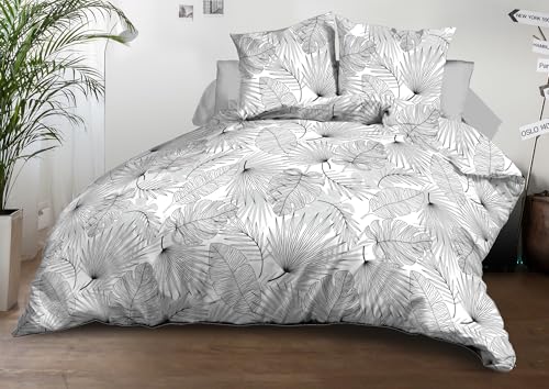 Le linge de Jules Olinda Grey Microfibre Flat Sheet + Fitted Sheet 140 x 190 cm + 2 Pillowcases