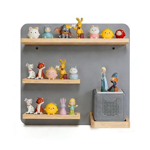 Relaxdays Toniebox shelf, magnetic, for Toniebox & 27 Tonies, HxWxD: 29x39x15 cm, wall-mounted, grey