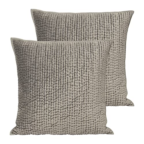 Paoletti Brooklands Feather Filled Cushions (Twin Pack), Viscose, Cotton, Silver