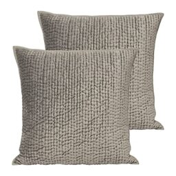 Paoletti Brooklands Feather Filled Cushions (Twin Pack), Viscose, Cotton, Silver
