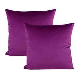 VADAKO Magenta Dark Purple Throw Pillow Covers Decorative Velvet Soft Solid Square Cushion Cases Home Decor for Couch Sofa Bedroom Office Set of 2, 18x18 Inch 45x45cm