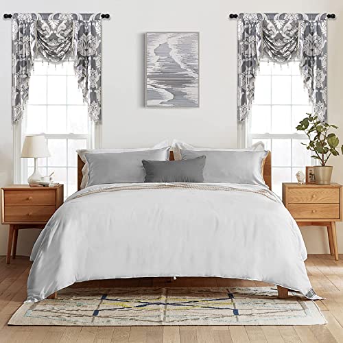 NAPEARL Grey Valances for Windows, Decorative Living Room Valances and Swags, Jacquard Kitchen Valance Curtains for Windows, Rod Pocket Top Window Treatments Valance (41-Inch Wide, 1 Panel)