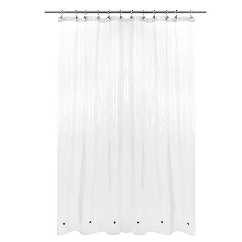 Barossa Design Plastic Shower Curtain Liner with 6 Magnets, Waterproof PEVA Shower Liner for Bathroom Standard Size, PVC Free, Metal Grommets, Clear, 69 x 72 Inches