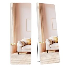 SONGMICS Full Length Mirror, 160 x 50 cm, Rectangle Full Body Mirror with Stand, Aluminium Alloy Frame Floor Mirror, Tempered Glass, for Bedroom, Living Room, Cloakroom, Matte White LFM030WC01