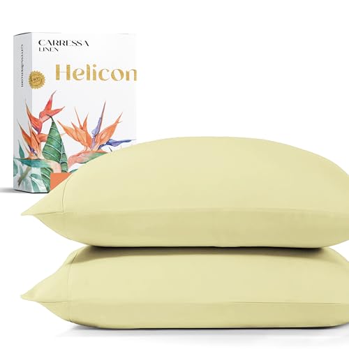 Carressa Linen 100% Egyptian Cotton Pillow Cases King Size Set of 2 - Luxury 1500 Thread Count Sateen Beige Pillow Covers, Soft & Breathable 5 Star Hotel-Quality Pillowcases, Fits King Pillows