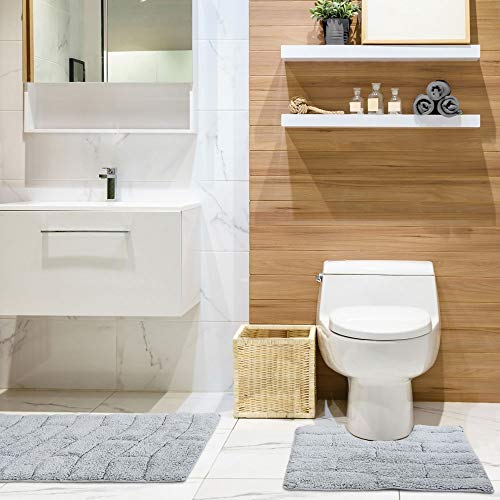 Emma Barclay Waves Pure Cotton Jacquard 2pc Bath set in Silver - Mat 50x80cm / Pedestal 50x40cm
