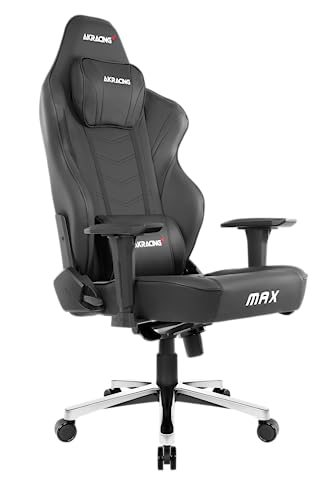 AKRacing Masters Series Max Gaming Chair with Wide Flat Seat, 400 Lbs Weight Limit, Rocker and Seat Height Adjustment Mechanisms - Black